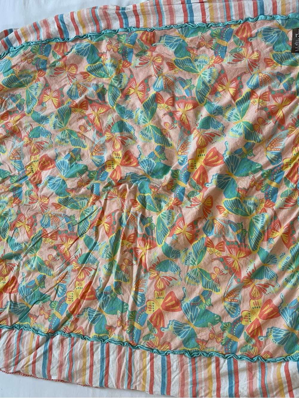 Matilda Jane Floral Butterfly Cotton Bedding Throw - Multicolor